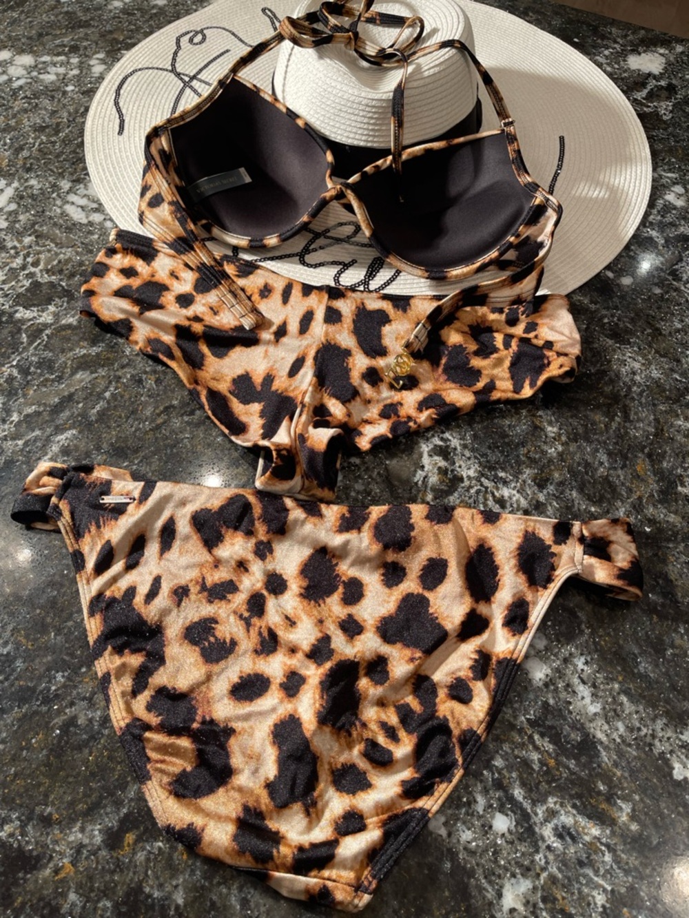 Victoria Secret bikini twist push-up leopard size 34C and S OR M bottoms - Picture 10 of 13